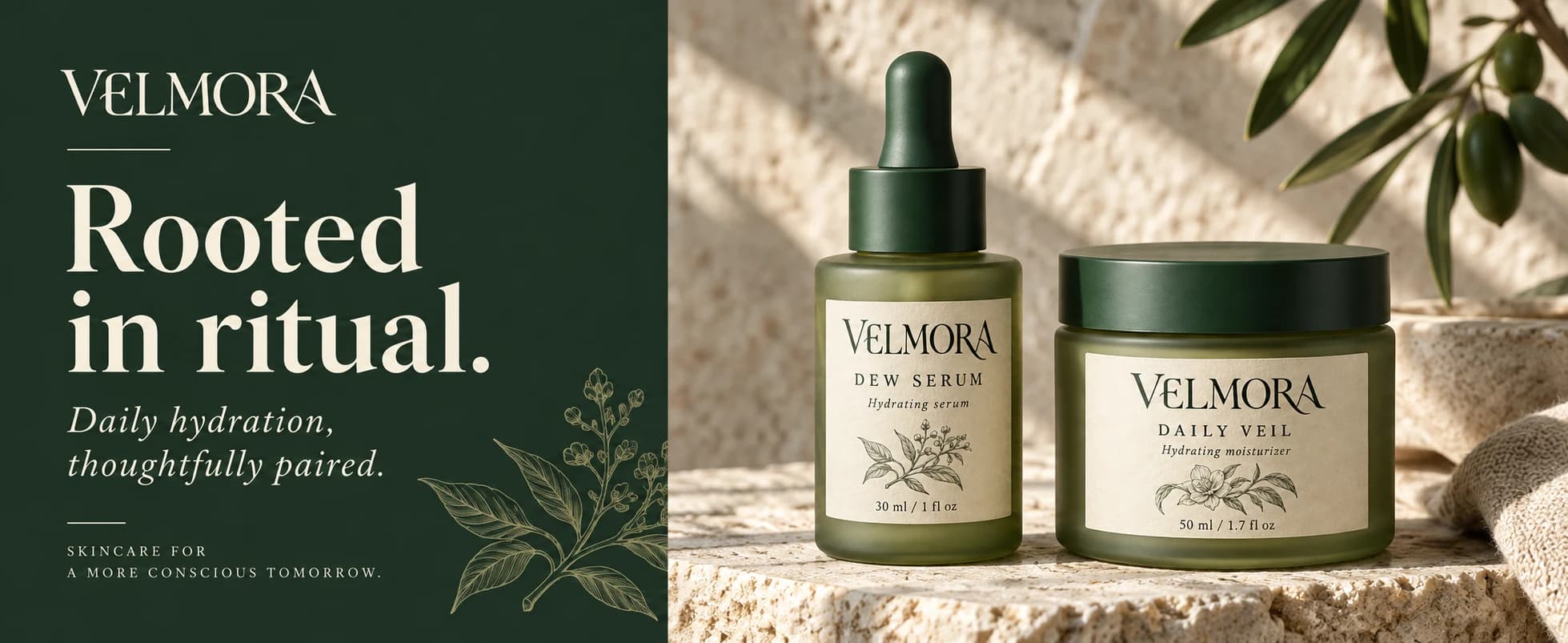 Velmora botanical skincare brand creative from our portfolio